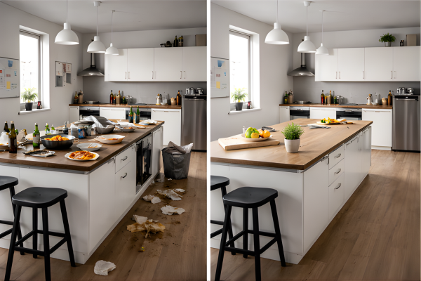 HMO Kitchen Deep Clean Before and After Transformation in Smithy Bridge